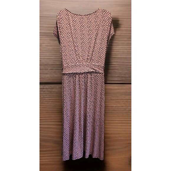 Boden Pink Navy Floral Short Sleeve Stretchy Lightweight Midi Dress Sz 12L - Picture 6 of 8